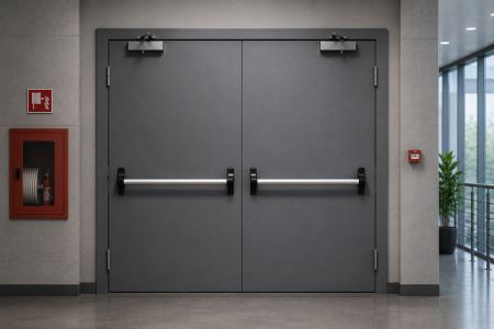 Противопожарные металлические двупольные двери