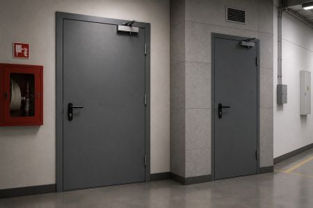 Противопожарные глухие металлические и технические двери